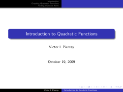 Introduction to Quadratic Functions