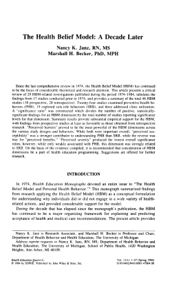 The Health Belief Model - Deep Blue
