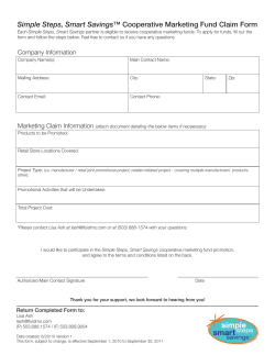 Simple Steps, Smart Savings&trade; Cooperative Marketing Fund Claim