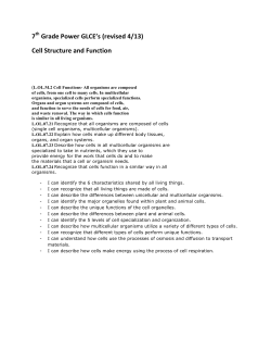 Cell Structure and Function - Coldwater Community Schools