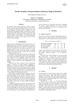 On the Acoustic Characterization of Ejective Stops in Waima`a