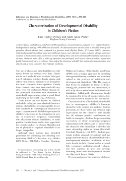 Characterization of Developmental Disability in Children`s Fiction