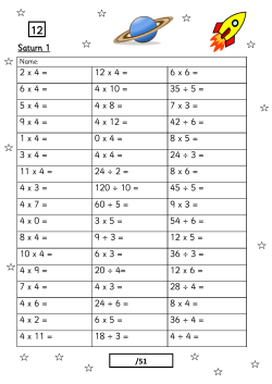 Saturn 1 2 x 4 = 12 x 4 = 6 x 6 = 6 x 4 = 4 x 10 = 35 &divide; 5 = 5 x 4 = 4 x 8