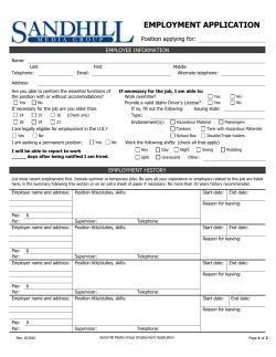 Application For Employment