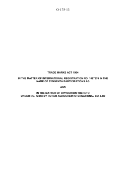 Trade Mark Inter Partes Decision (O/175/13)