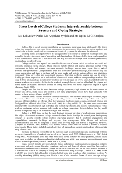 Stress Levels of College Students: Interrelationship between
