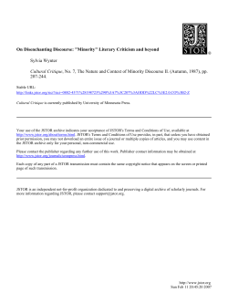 Cultural Critique, No. 7, The Nature and Context of Minority