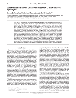 Substrate and Enzyme Characteristics that Limit Cellulose Hydrolysis
