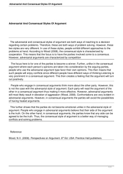 Adversarial And Consensual Styles Of Argument
