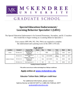 Special Education Endorsement/ Learning Behavior Specialist 1