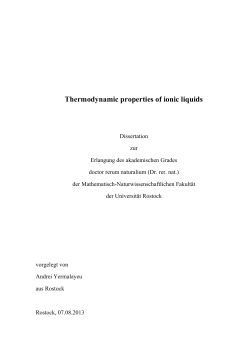 Thermodynamic properties of ionic liquids