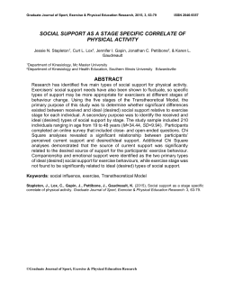 social support as a stage specific correlate of physical activity