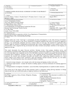 Understanding Road Rage: Summary of First