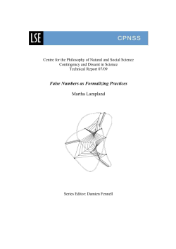 False Numbers as Formalizing Practices Martha Lampland
