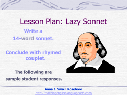 Lesson Plan: Lazy Sonnet - Teaching English Language Arts