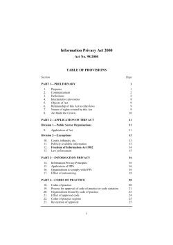 Information Privacy Act 2000