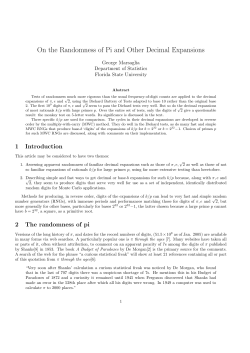 On the Randomness of Pi and Other Decimal Expansions