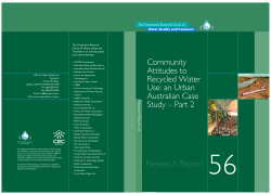 Community Attitudes to Recycled Water Use an Urban Australian