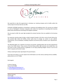 our full menu - In House Catering