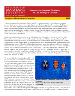 () &ldquo;Greenhouse Growers Who Dare To Use Biological Control&rdquo;