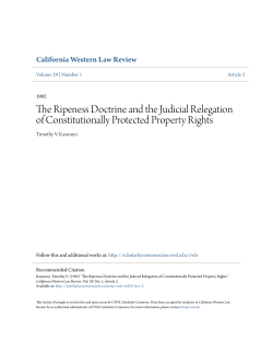 The Ripeness Doctrine and the Judicial Relegation