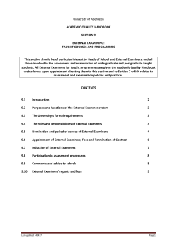 External Examining Taught Courses and Programmes