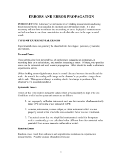 ERRORS AND ERROR PROPAGATION