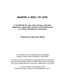 making a will to live - Manitoba League of Persons with Disabilities
