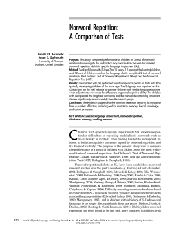 Nonword Repetition: A Comparison of Tests
