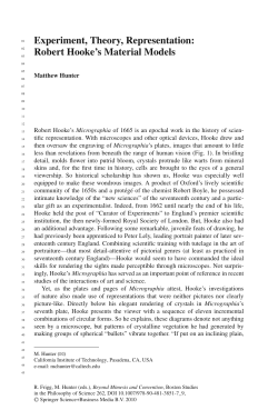 Experiment, Theory, Representation: Robert Hooke`s Material Models