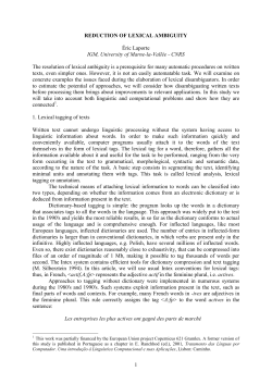 CNRS The resolution of lexical ambiguity is - Hal-SHS