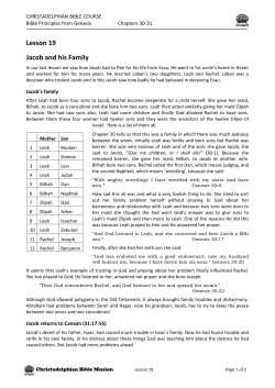 Lesson 19 Jacob and his Family - Christadelphian Bible Mission