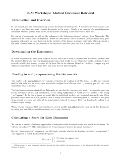 C4M Workshops: Medical Document Retrieval Introduction and