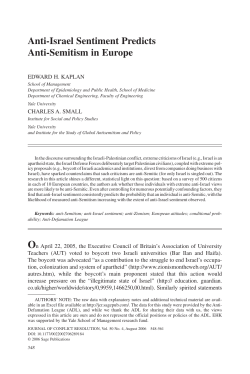 Anti-Israel Sentiment Predicts Anti-Semitism in