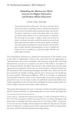 Dispelling the Meritocracy Myth: Lessons for Higher Education and