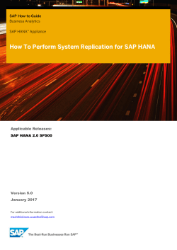 How To SAP HANA System Replication