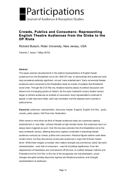 Crowds, Publics and Consumers: Representing English Theatre