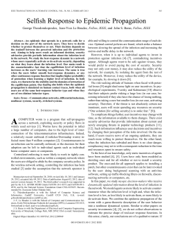 CiteSeerX &mdash; EPFL, Selfish response to epidemic propagation