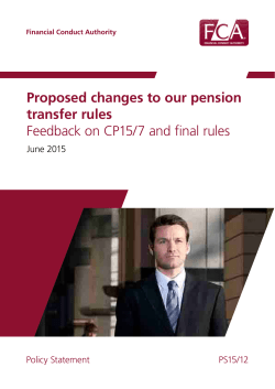 Proposed changes to our pension transfer rules Feedback on CP15