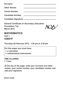 GCSE Mathematics Modified question paper Unit 01