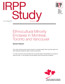 Ethnocultural Minority Enclaves in Montreal, Toronto and Vancouver