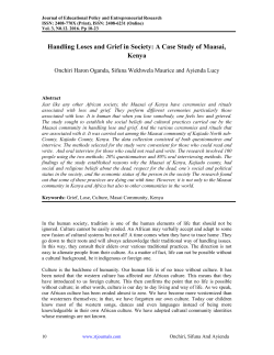 Handling Loses and Grief in Society: A Case Study of Maasai, Kenya