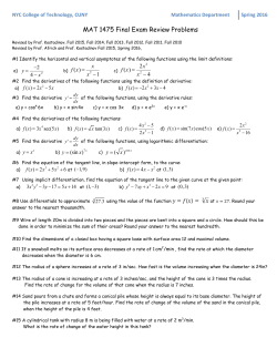 MAT 1475 Final Exam Review Problems