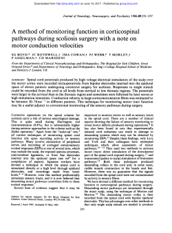 A method of monitoring function in corticospinal pathways