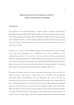 Democratization and External Conflict: (Dis)Entangling Relationships