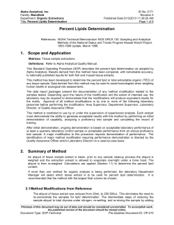 Percent Lipids Determination 1. Scope and Application 2. Summary