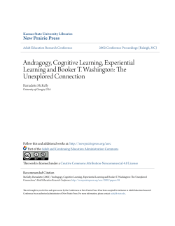 Andragogy, Cognitive Learning, Experiential Learning and Booker T