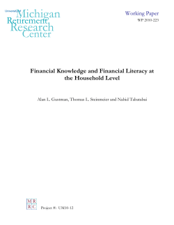 Financial Knowledge and Financial Literacy at the Household Level