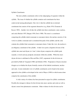 Syllabic Constituents - Indiana University Bloomington