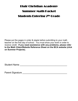 Entering 7th Grade Summer Math Packet